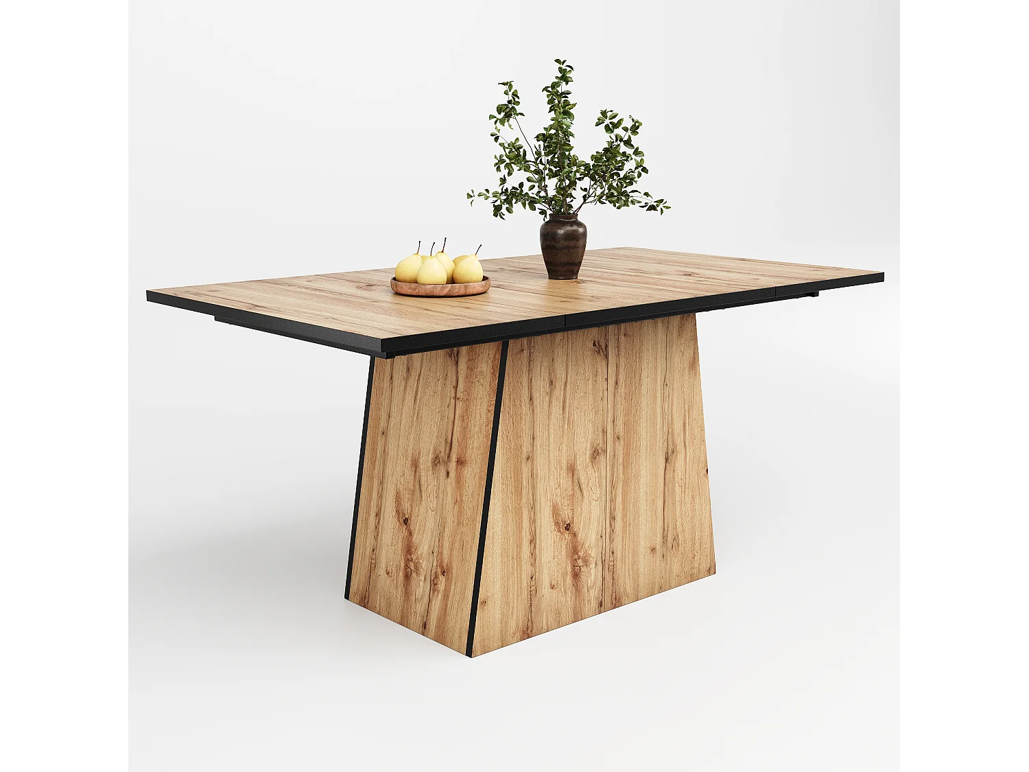 Eettafel voor 4 tot 6 personen in MDF - houtnerfeffect - Lichtbruin