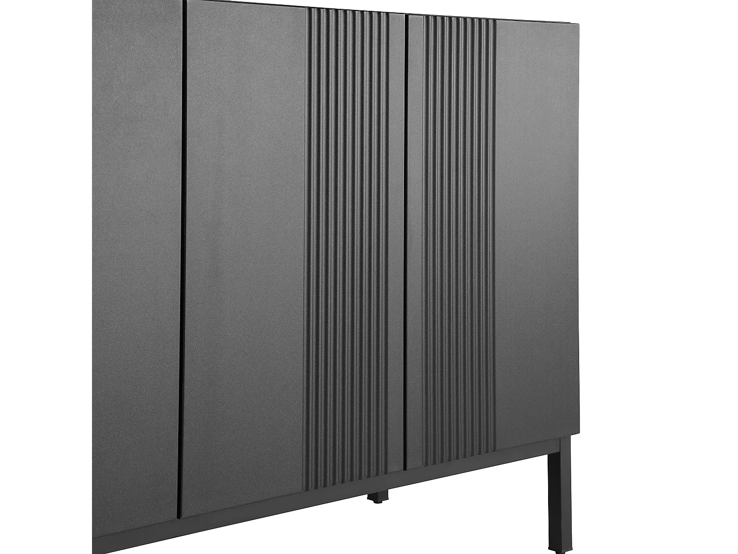 Credenza con 4 ante e ripiani regolabili - strisce verticali - Nero