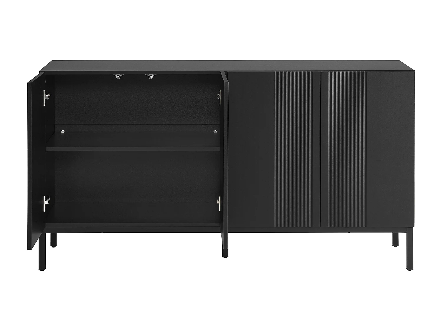 Credenza con 4 ante e ripiani regolabili - strisce verticali - Nero