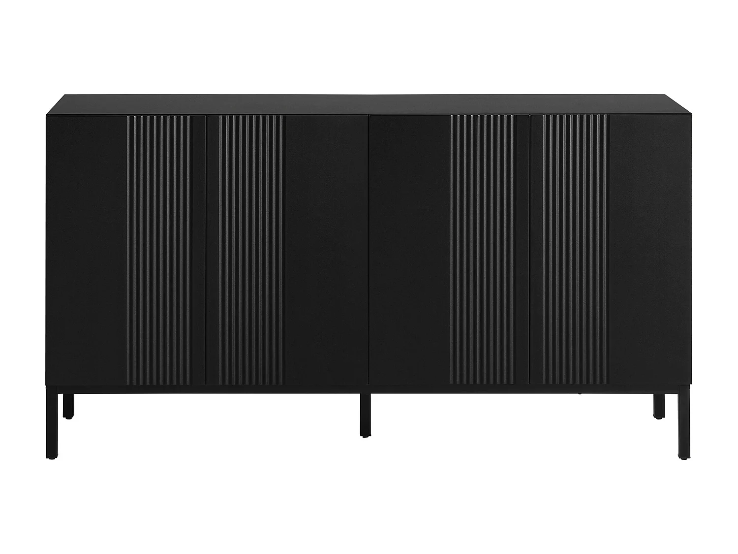 Credenza con 4 ante e ripiani regolabili - strisce verticali - Nero