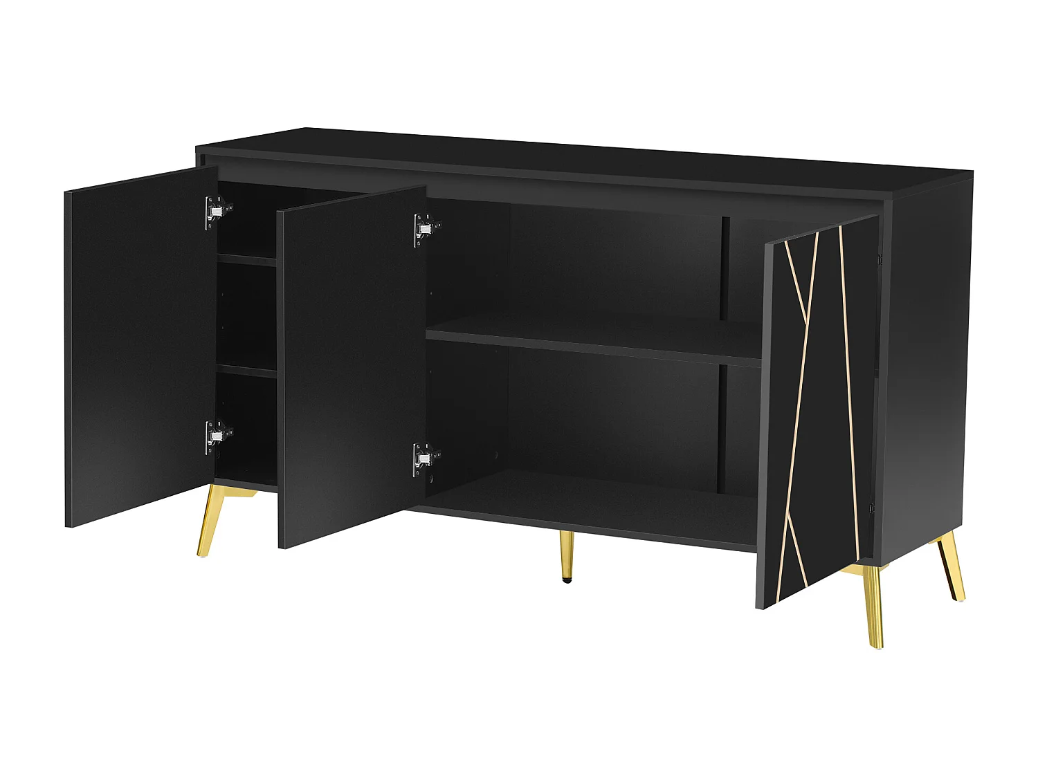 Buffet 3 portes et étagères réglables - en MDF - style moderne - Noir