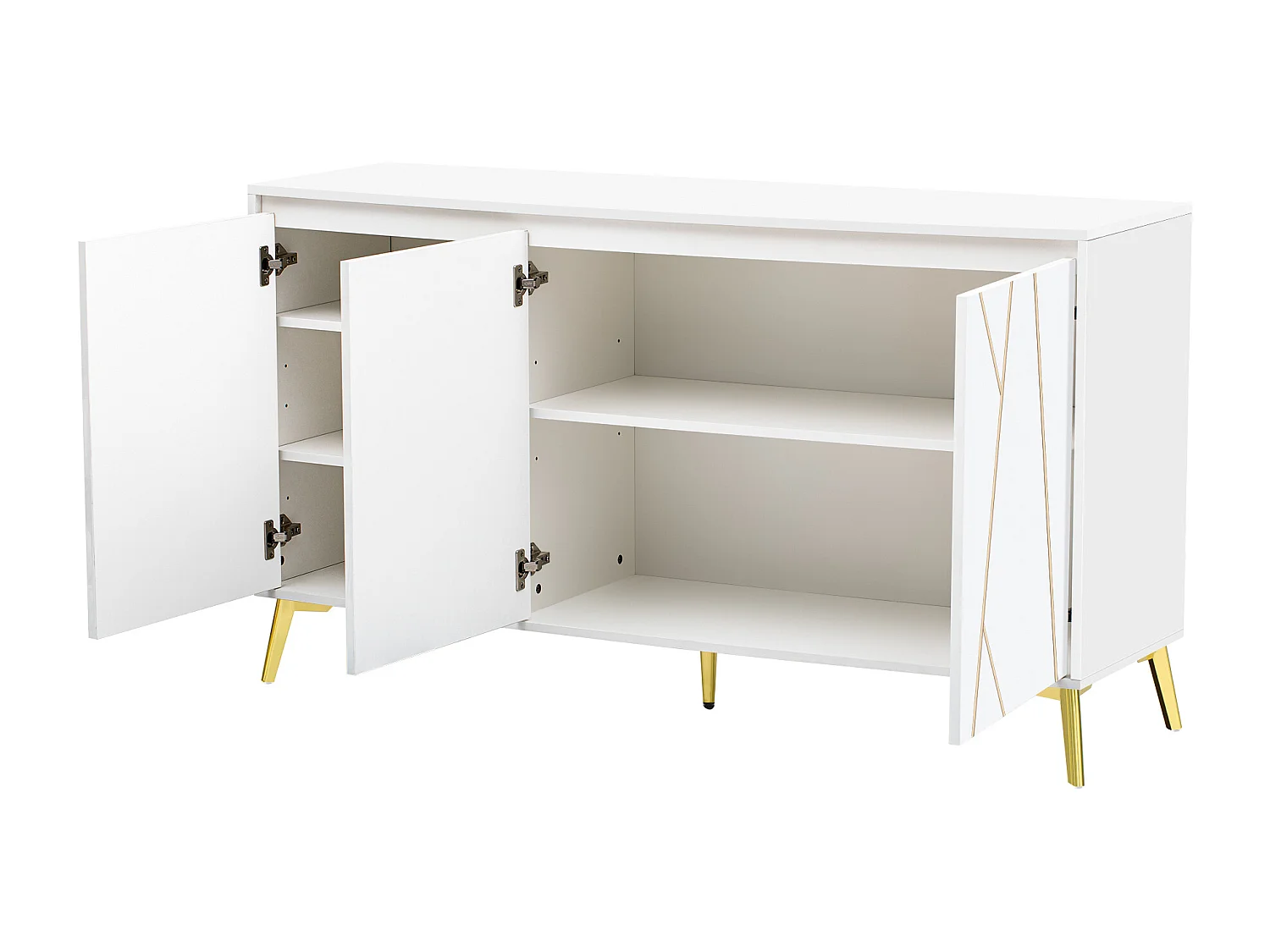 Buffet 3 portes et étagères réglables - en MDF - style moderne - Blanc