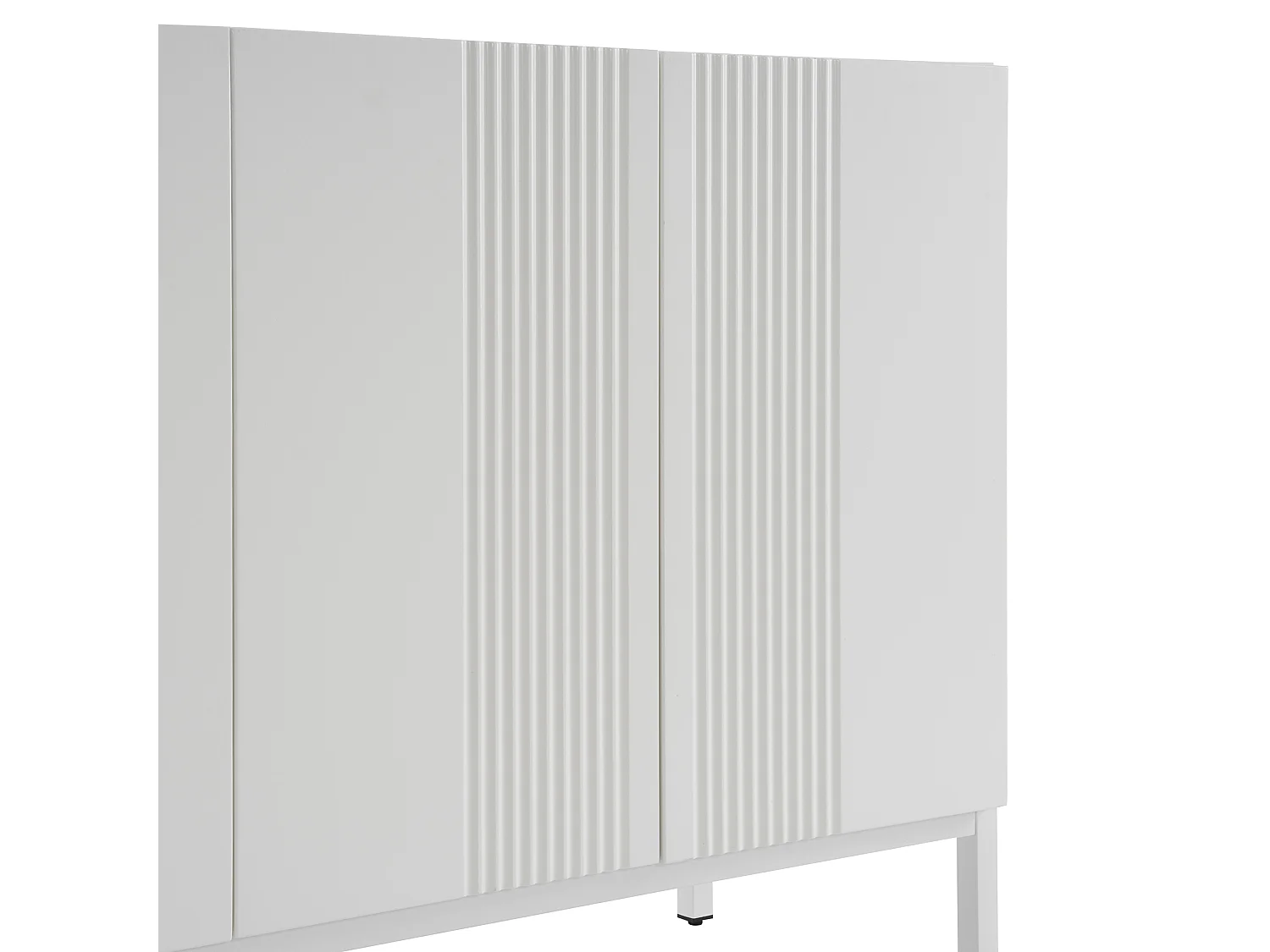Sideboard mit 4 Türen und verstellbaren Einlegeböden – vertikale Streifen – Weiß