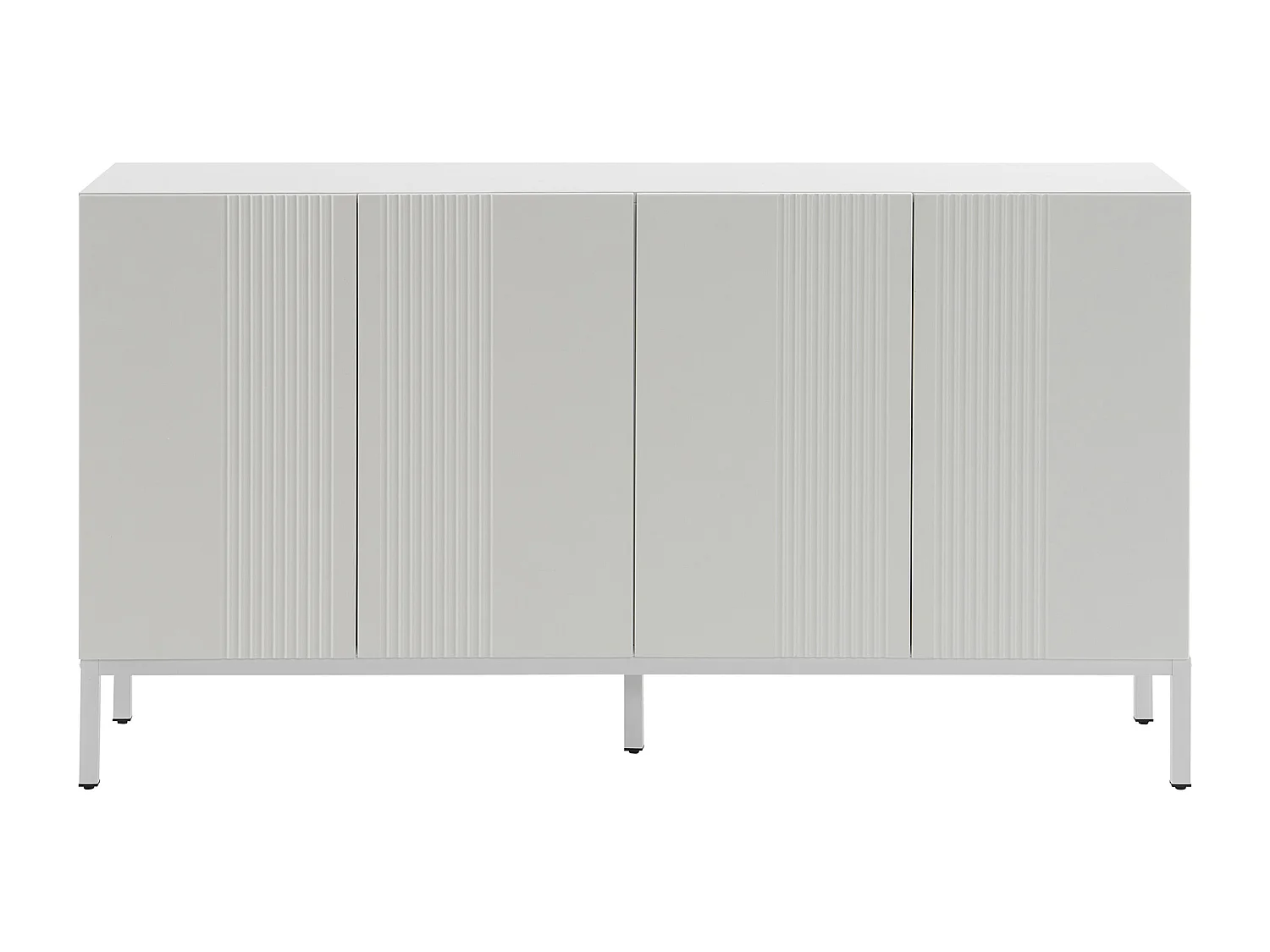 Sideboard mit 4 Türen und verstellbaren Einlegeböden – vertikale Streifen – Weiß