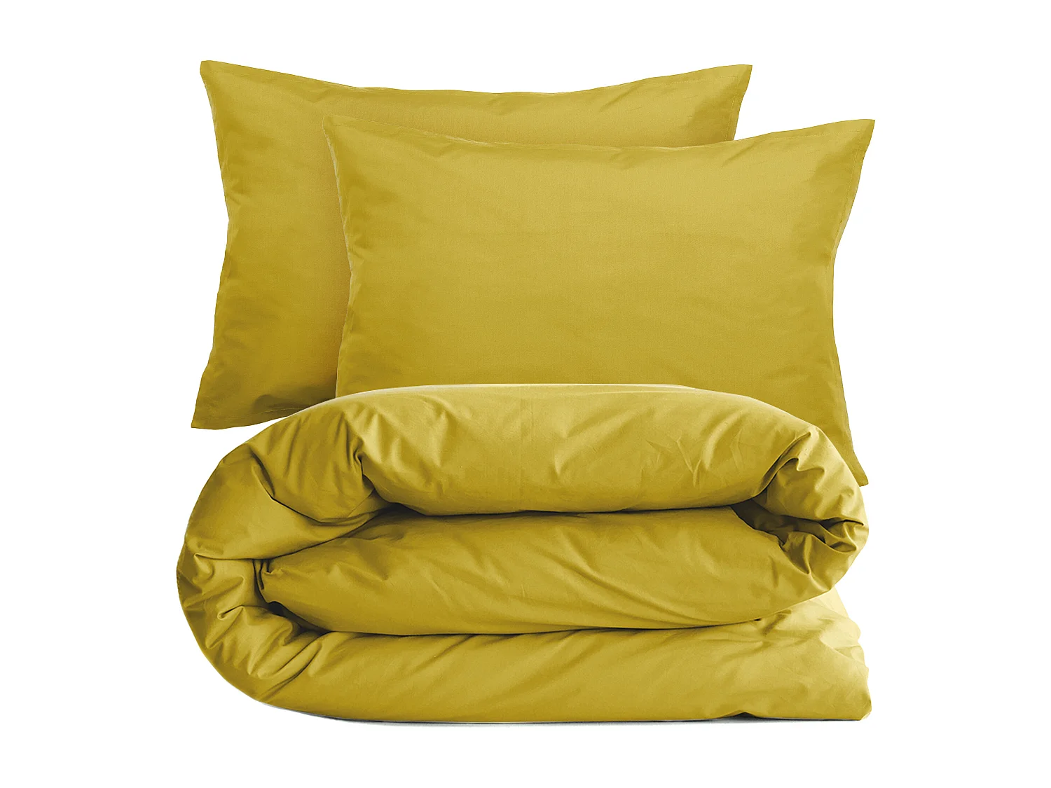 Parure de lit 260x240 cm set 50x70 cm percale MANOIR jaune Moutarde