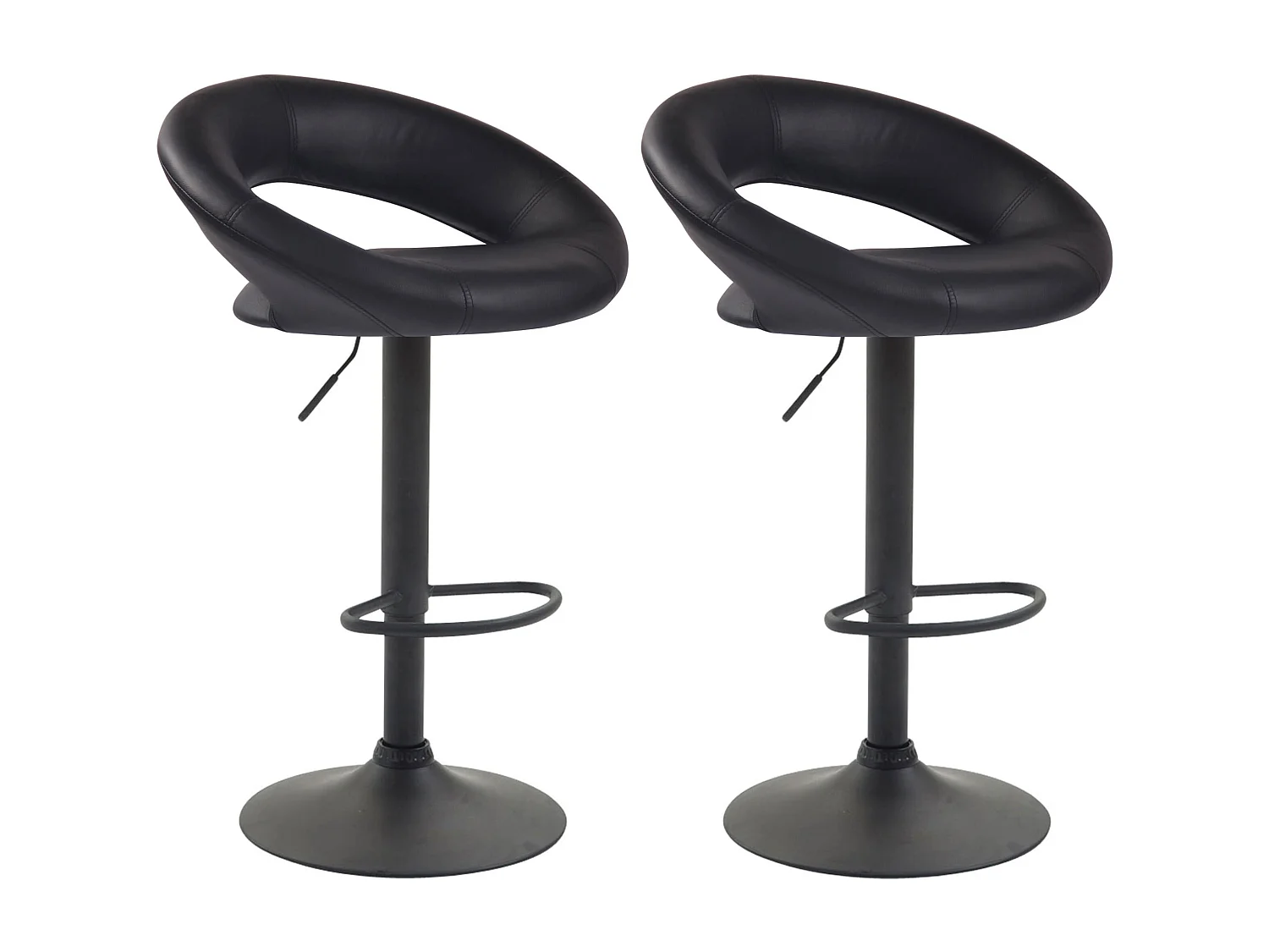 Lot de 2  Tabouret de bar - Similicuir & Métal - Noir - Olinda