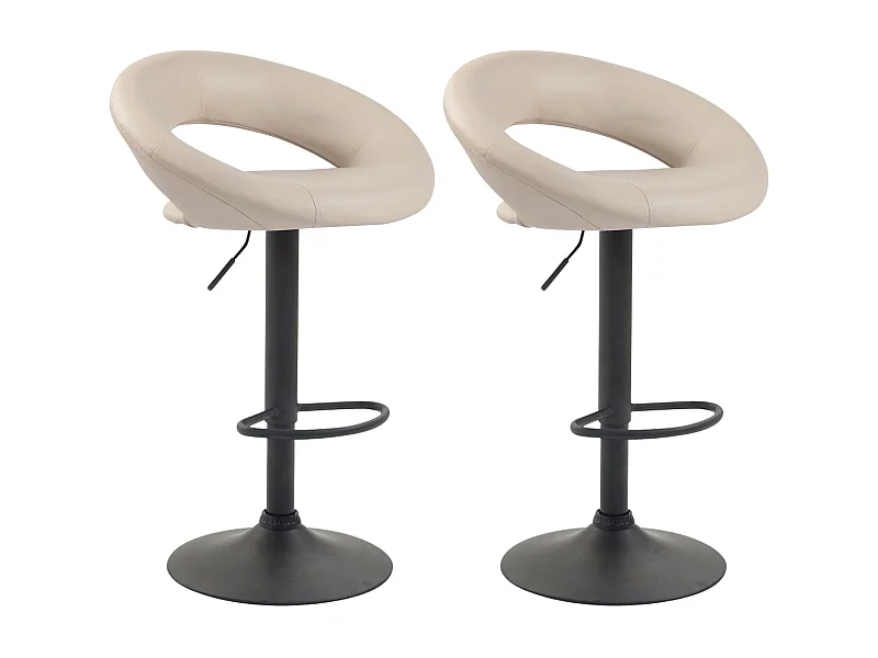 2er Set Barhocker - Kunstleder & Metall - creme - Olinda