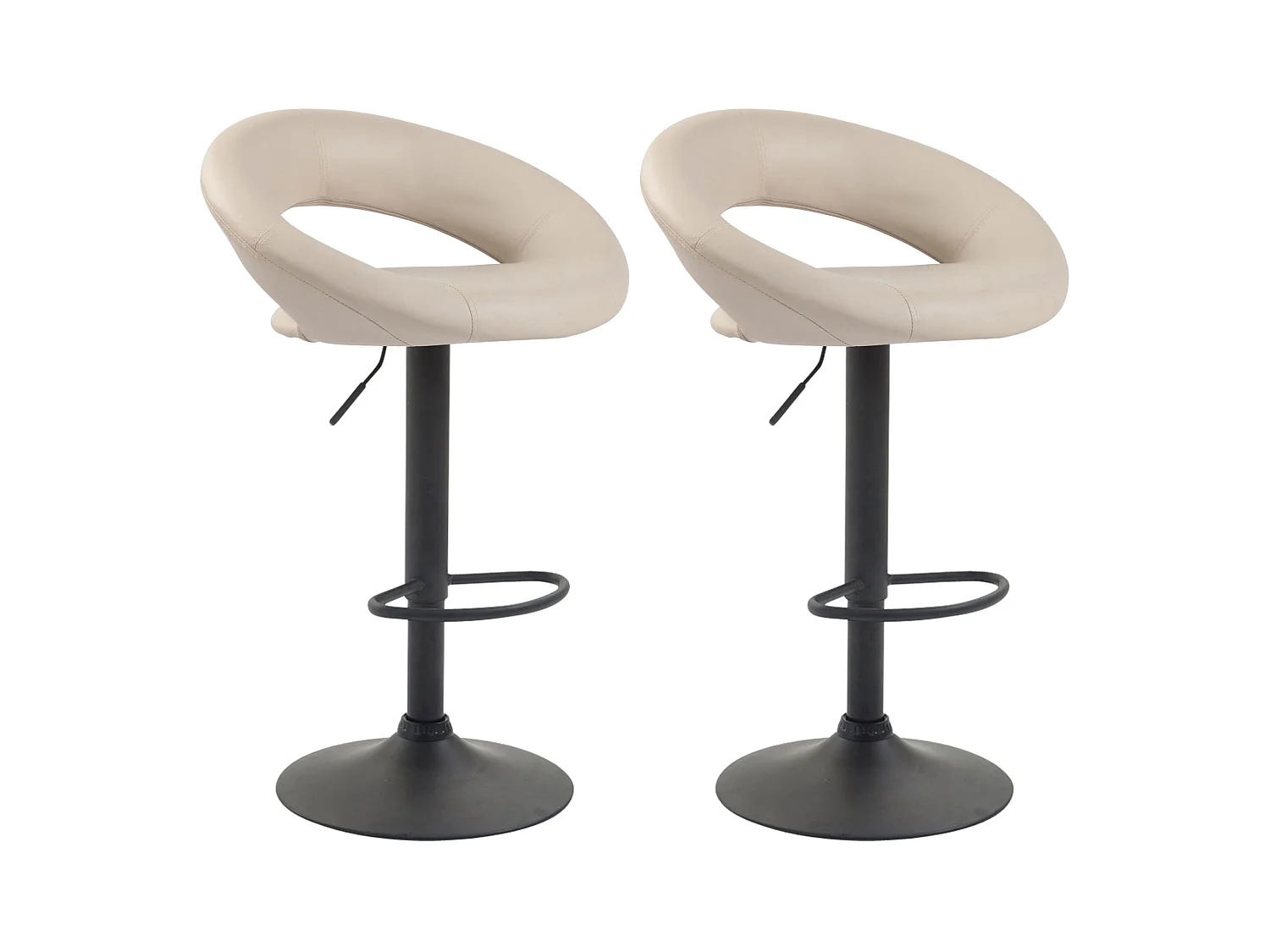 Lot de 2  Tabouret de bar - Similicuir & Métal - Crème - Olinda