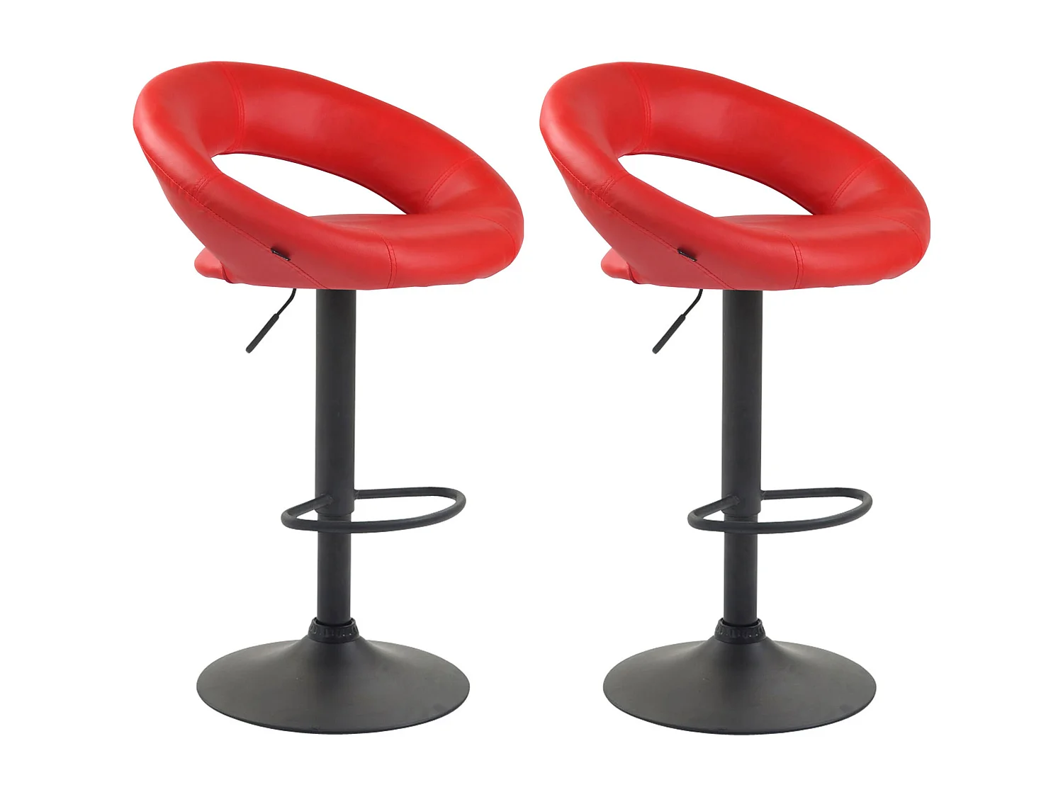 Lot de 2  Tabouret de bar - Similicuir & Métal - Rouge - Olinda