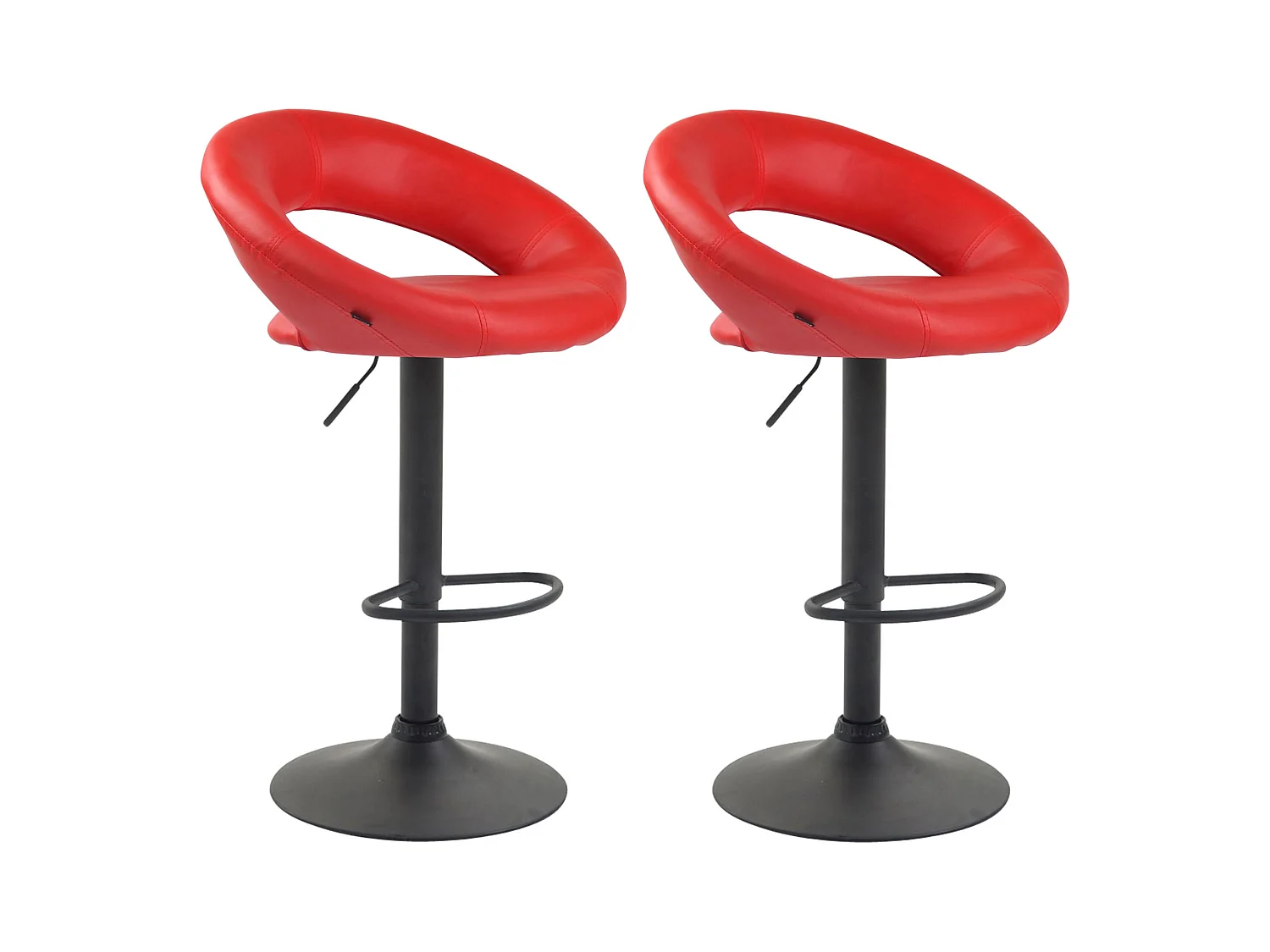 Lot de 2  Tabouret de bar - Similicuir & Métal - Rouge - Olinda