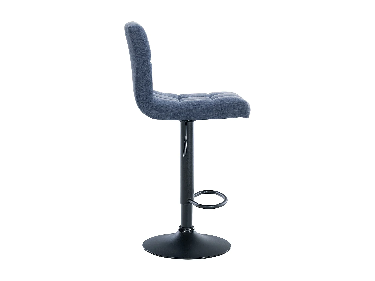 Lot de 2  Tabouret de bar - Tissu & Métal noir mat - Bleu - Calma