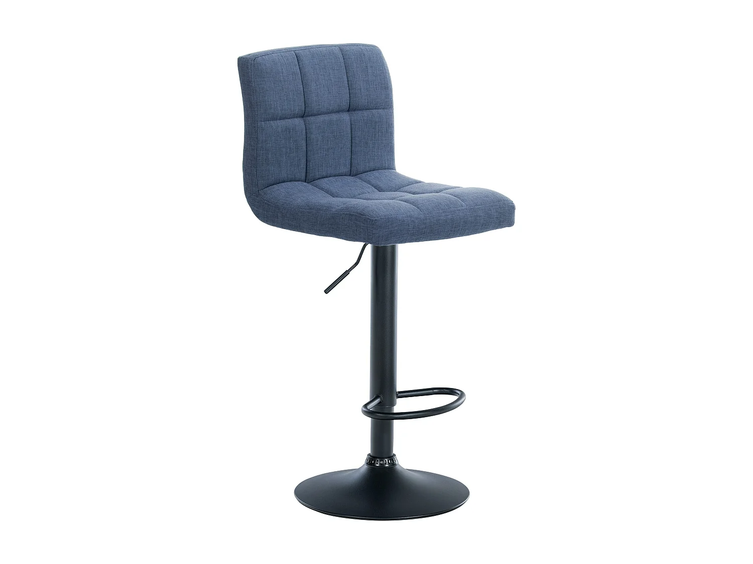 Lot de 2  Tabouret de bar - Tissu & Métal noir mat - Bleu - Calma