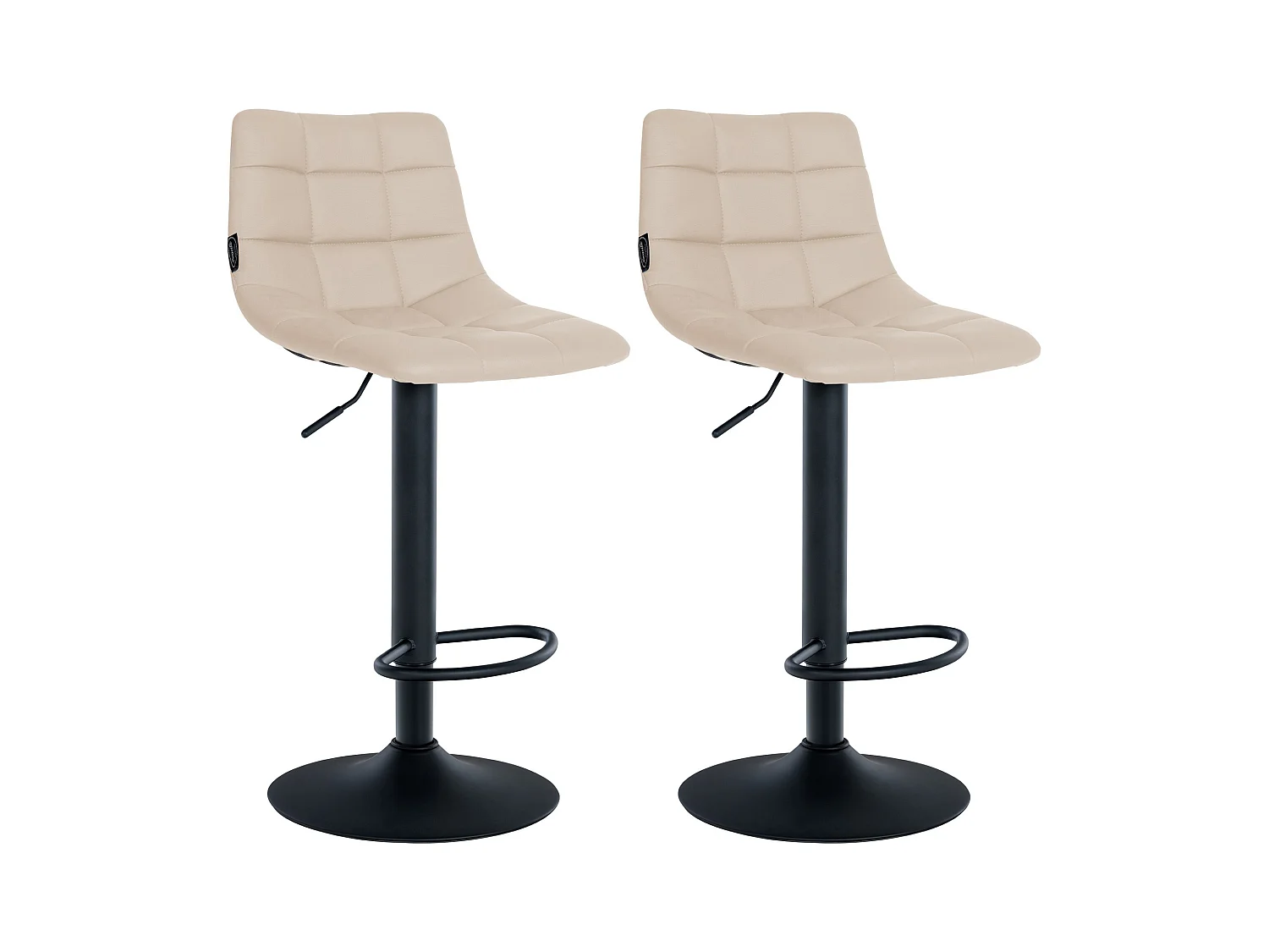 Lot de 2  Tabouret de bar - Similicuir & Métal - Crème - Jerry