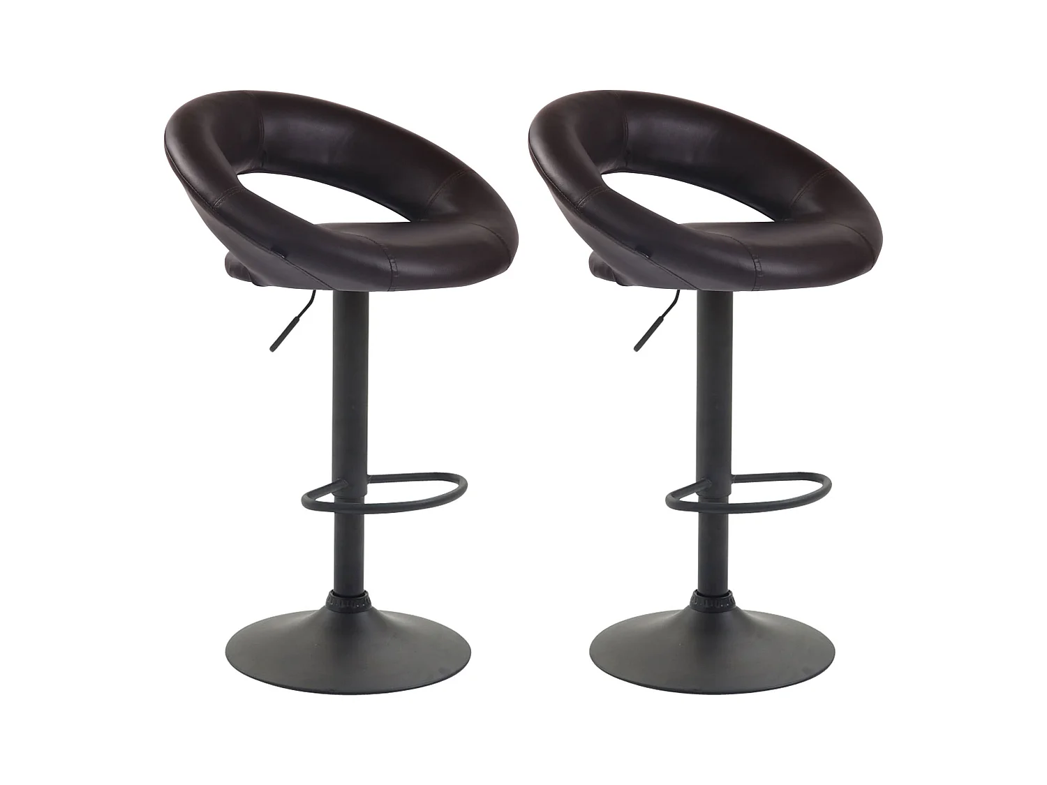 Lot de 2  Tabouret de bar - Similicuir & Métal - Marron - Olinda