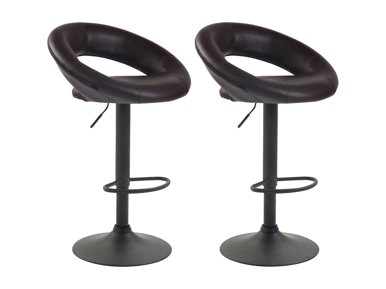 Lot de 2  Tabouret de bar - Similicuir & Métal - Marron - Olinda