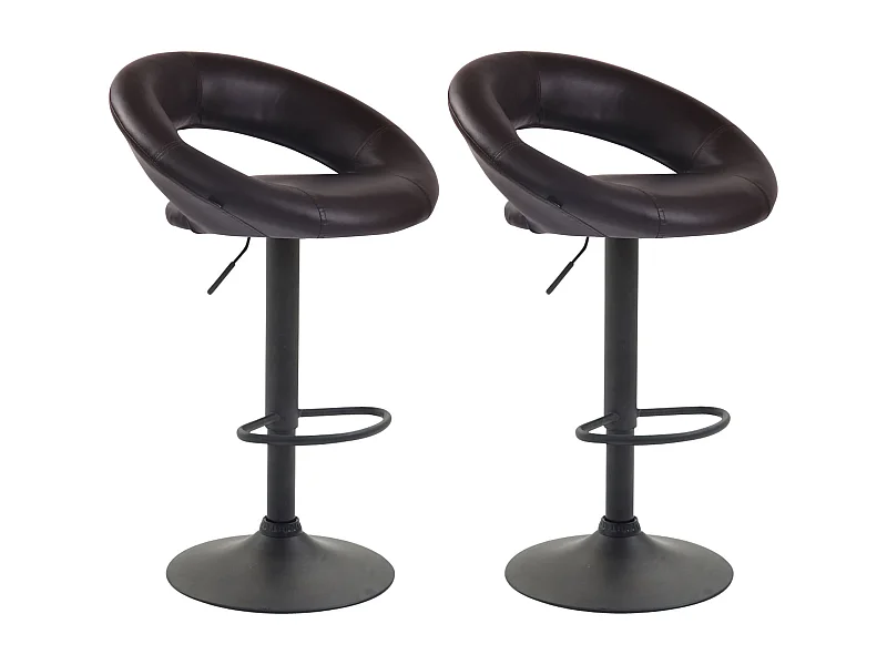 Lot de 2  Tabouret de bar - Similicuir & Métal - Marron - Olinda