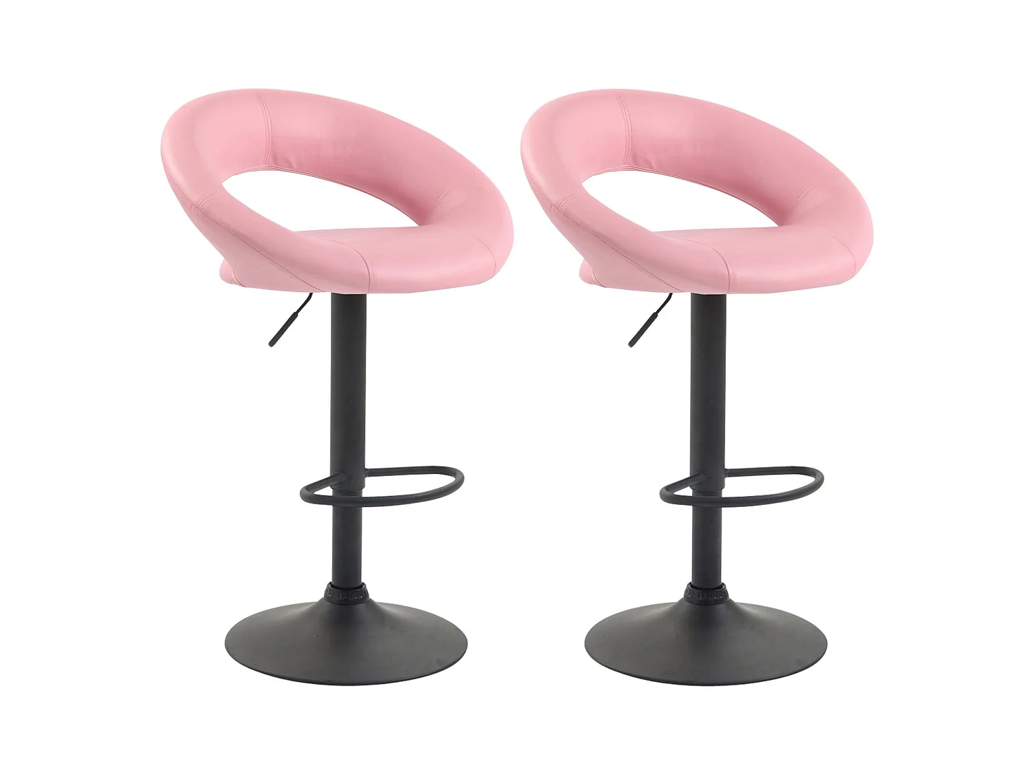 Lot de 2  Tabouret de bar - Similicuir & Métal - Rose - Olinda