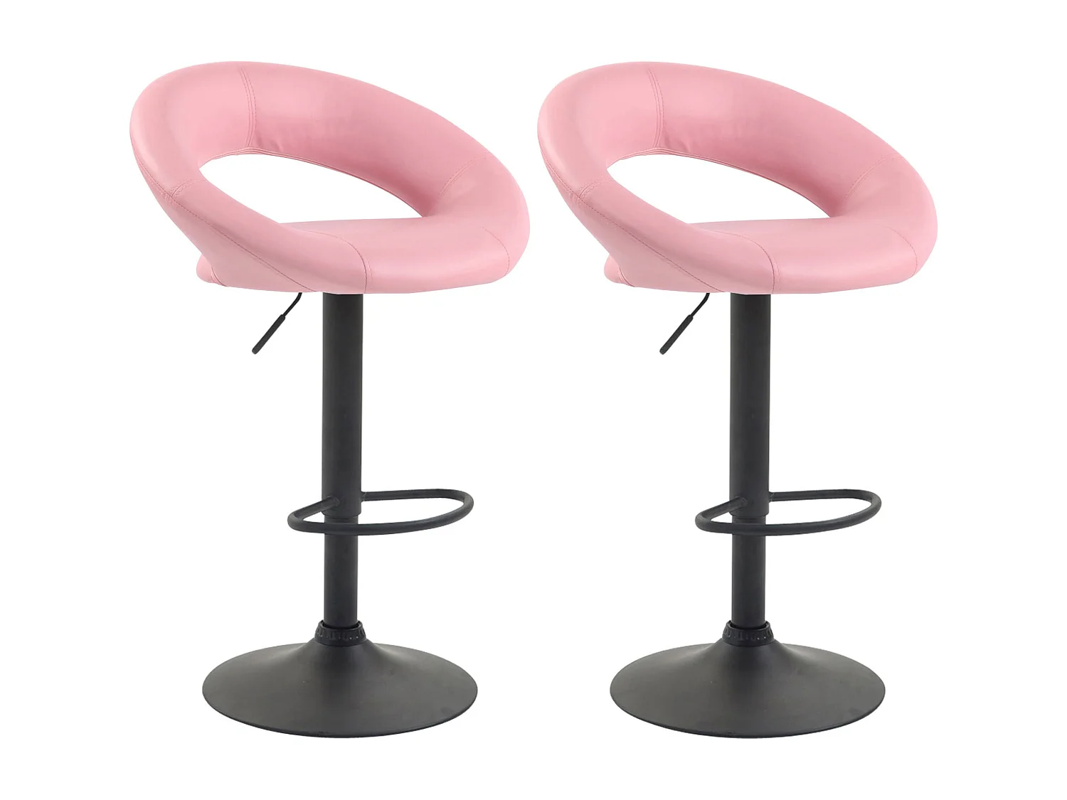 Lot de 2  Tabouret de bar - Similicuir & Métal - Rose - Olinda