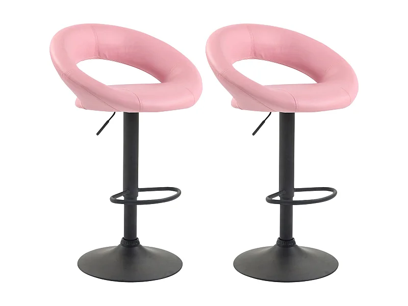 Lot de 2  Tabouret de bar - Similicuir & Métal - Rose - Olinda