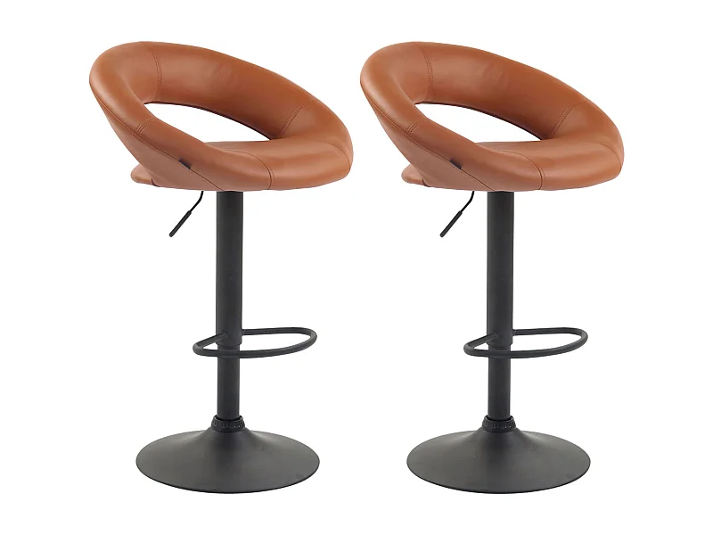 2er Set Barhocker - Kunstleder & Metall - hellbraun - Olinda