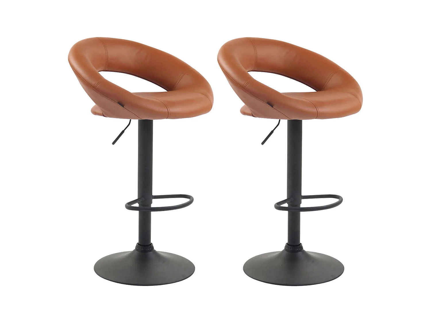 Lot de 2  Tabouret de bar - Similicuir & Métal - Marron clair - Olinda