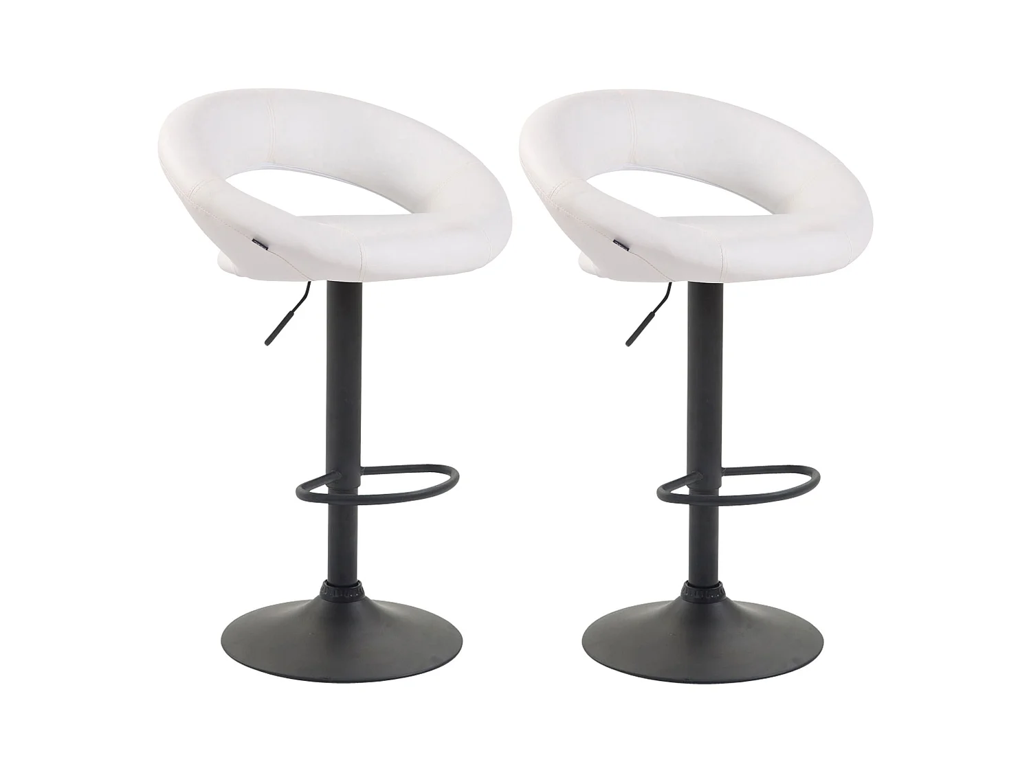 Lot de 2  Tabouret de bar - Similicuir & Métal - Blanc - Olinda