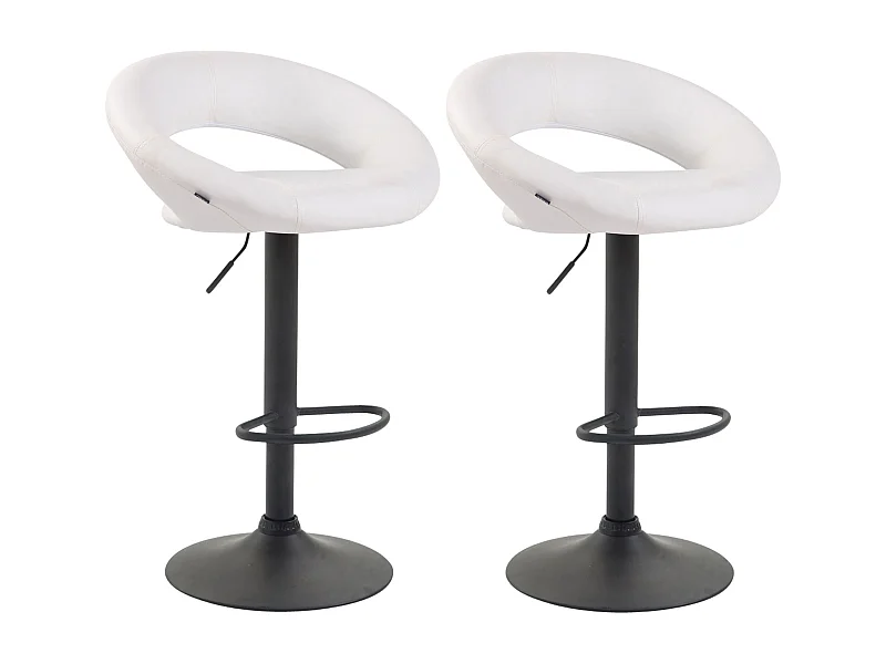 Lot de 2  Tabouret de bar - Similicuir & Métal - Blanc - Olinda