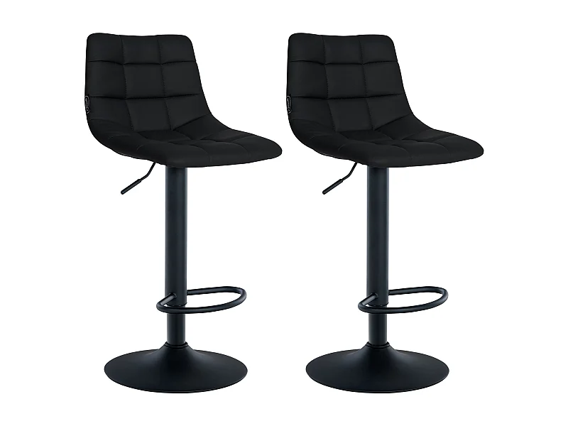 Lot de 2  Tabouret de bar - Similicuir & Métal - Noir - Jerry