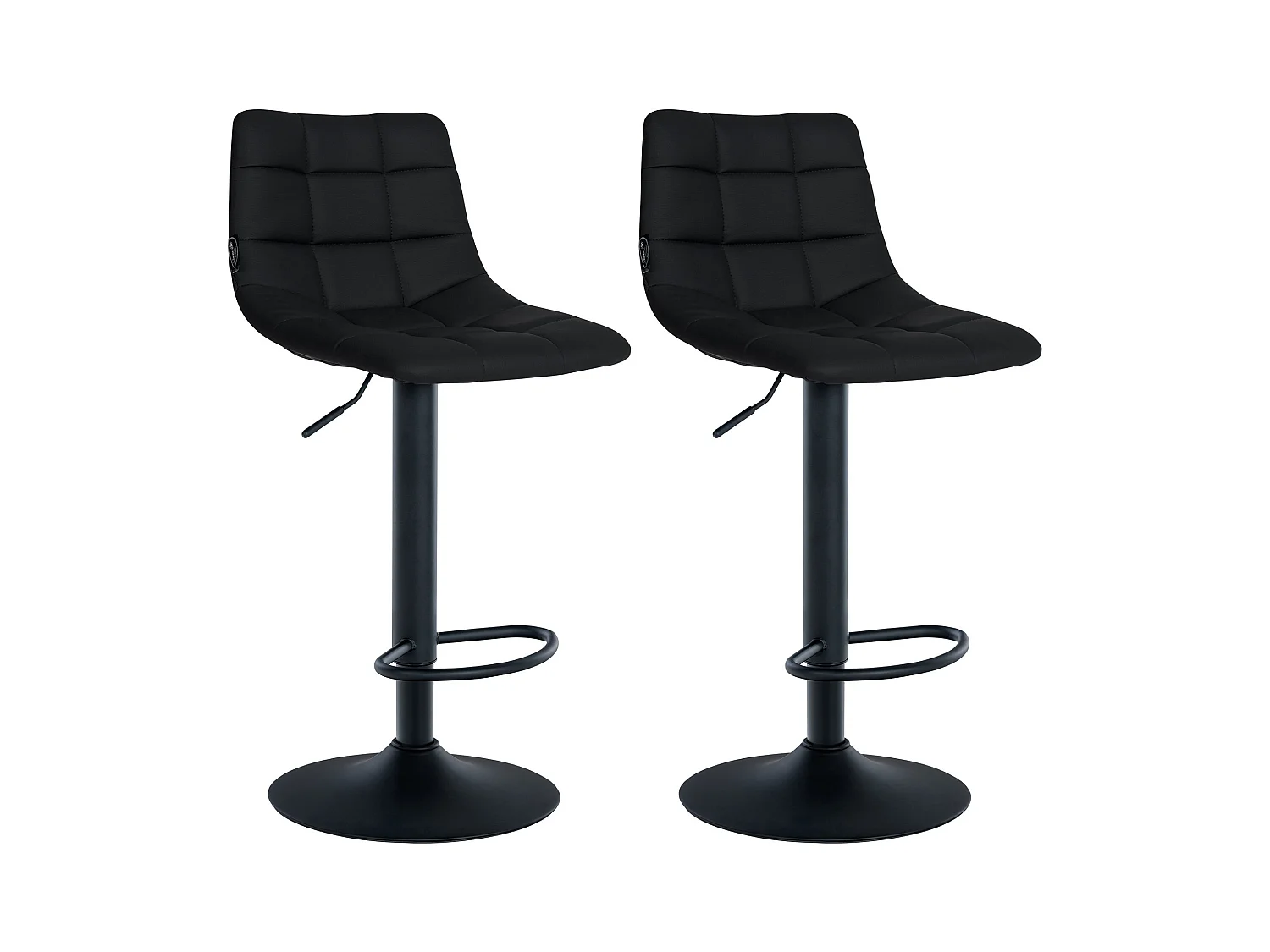 Lot de 2  Tabouret de bar - Similicuir & Métal - Noir - Jerry