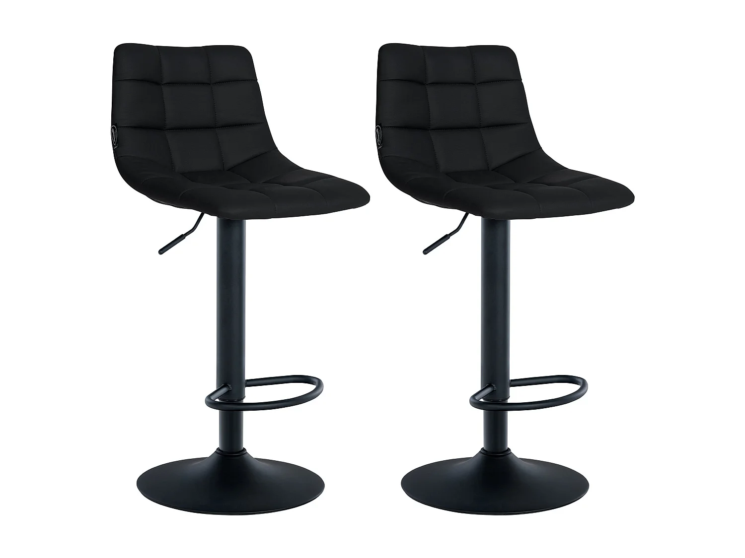 Lot de 2  Tabouret de bar - Similicuir & Métal - Noir - Jerry