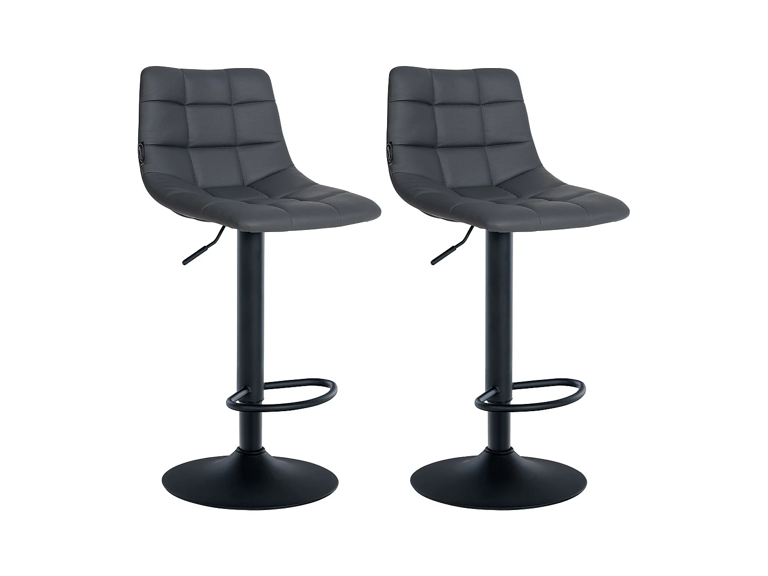 Lot de 2  Tabouret de bar - Similicuir & Métal - Gris - Jerry