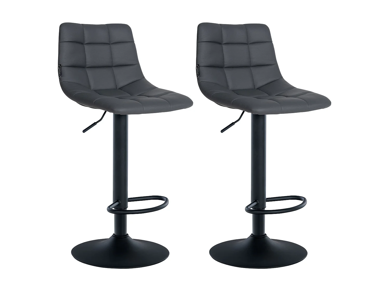 Lot de 2  Tabouret de bar - Similicuir & Métal - Gris - Jerry