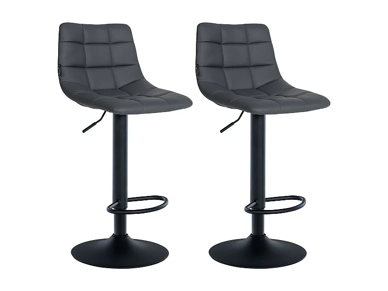 Lot de 2  Tabouret de bar - Similicuir & Métal - Gris - Jerry