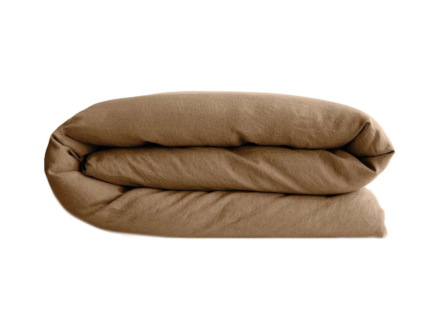 Housse de couette 200x200 cm pur coton lavé PALACE marron cognac