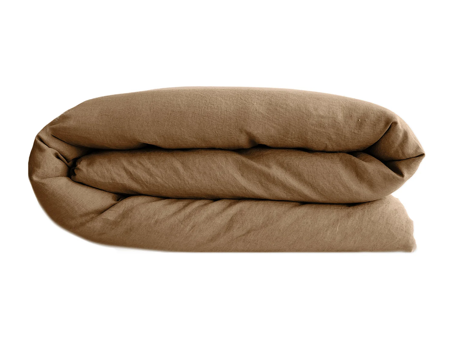 Housse de couette PALACE pur coton lavé 200x200 cm uni marron cognac