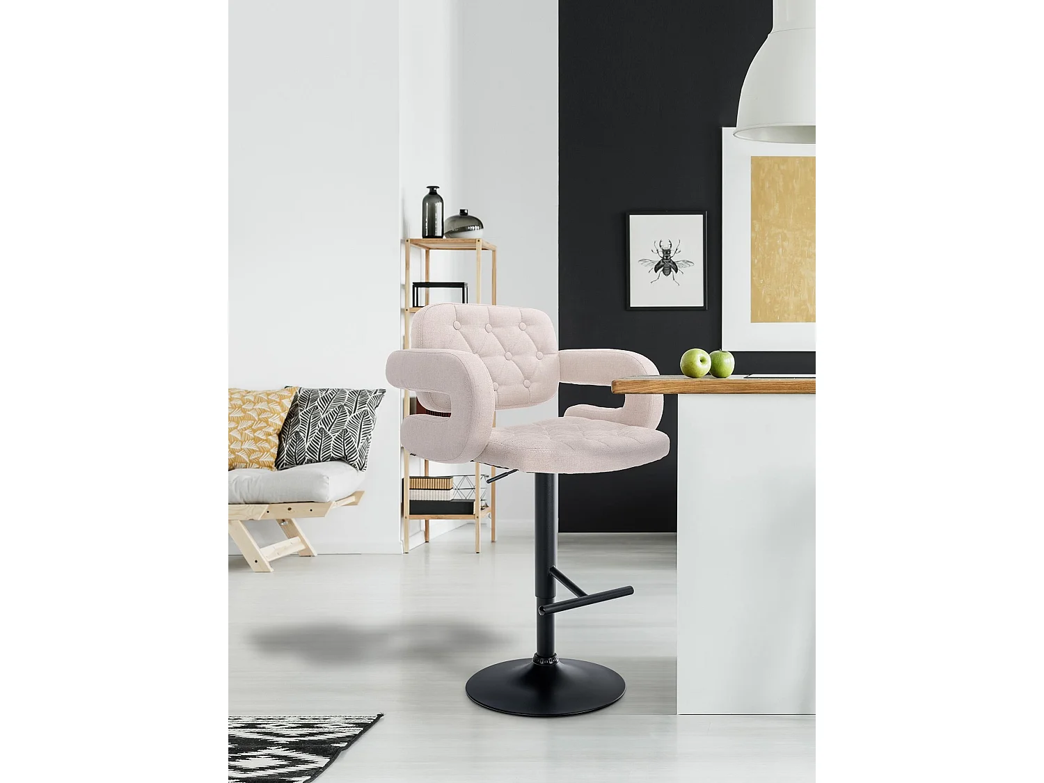 Tabouret de bar - Tissu & Métal - Beige - Dublin