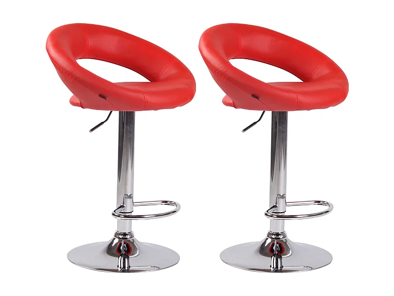 Lot de 2  Tabouret de bar - Similicuir & Métal - Rouge - Olinda
