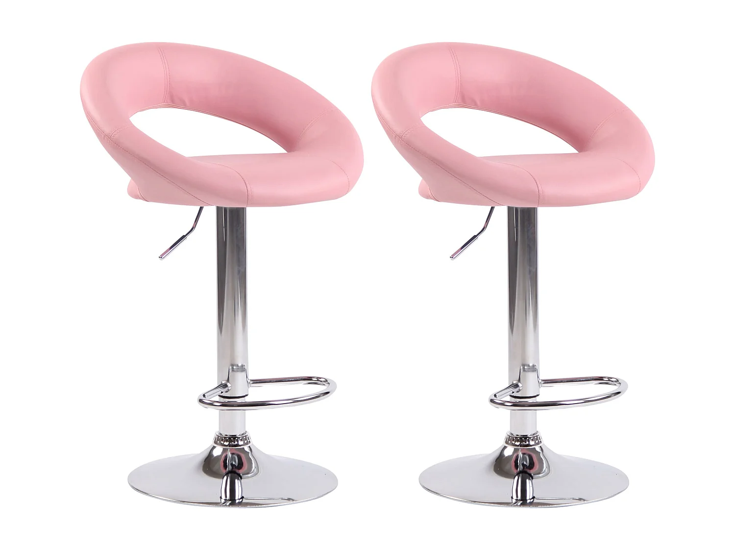 Lot de 2  Tabouret de bar - Similicuir & Métal - Rose - Olinda