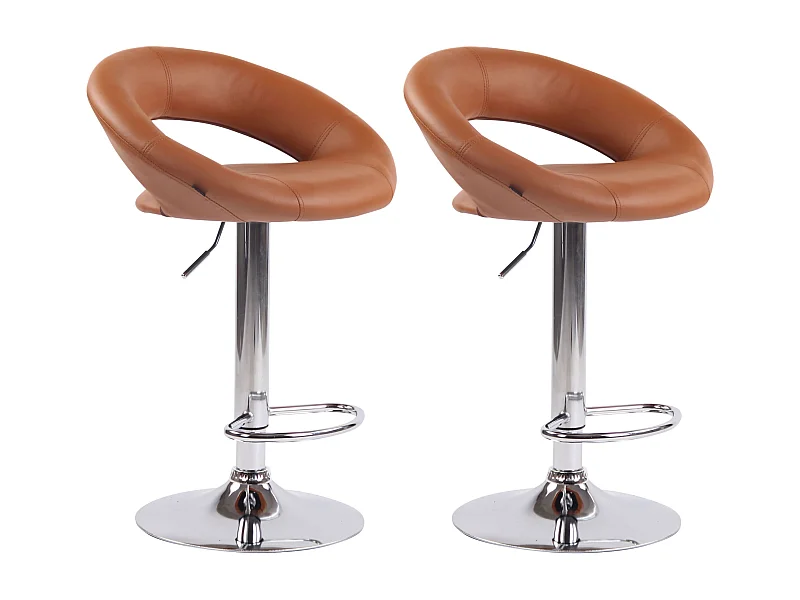 2er Set Barhocker - Kunstleder & Metall - hellbraun - Olinda