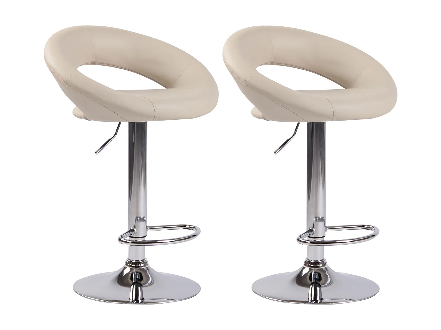 Lot de 2  Tabouret de bar - Similicuir & Métal - Crème - Olinda