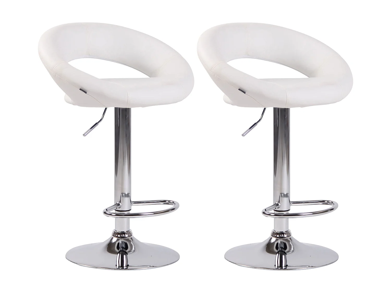 Lot de 2  Tabouret de bar - Similicuir & Métal - Blanc - Olinda