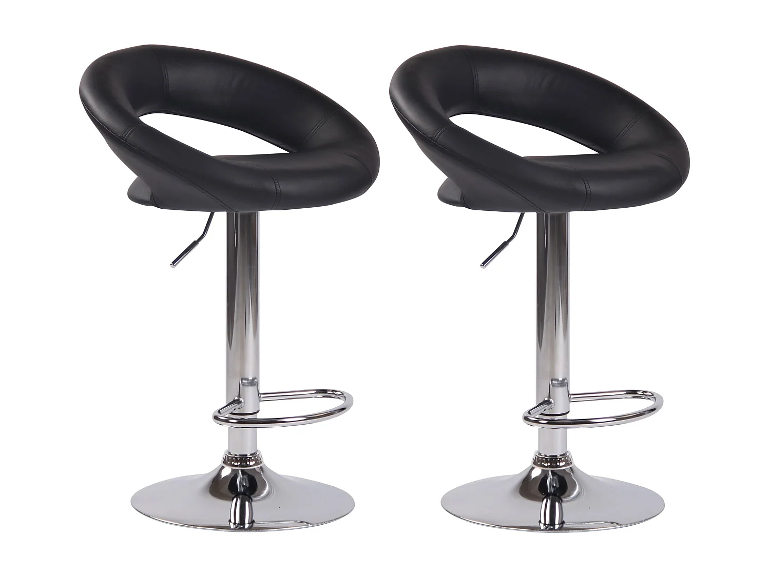 Lot de 2  Tabouret de bar - Similicuir & Métal - Noir - Olinda