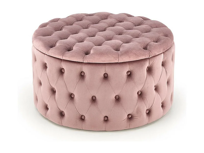 Pouf imbottito rotondo rosa con scatola 70 cm Lydie