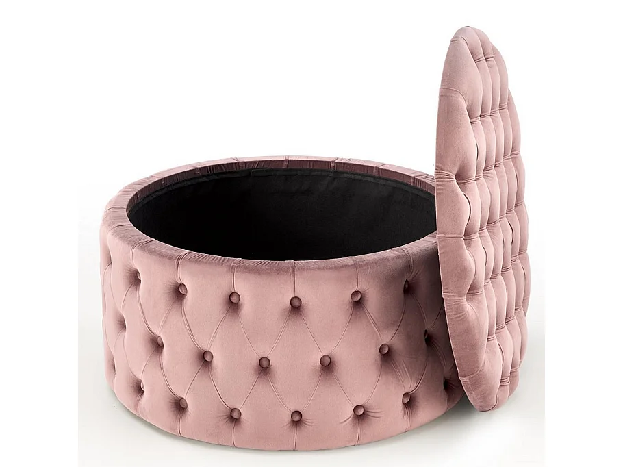 Pouf imbottito rotondo rosa con scatola 70 cm Lydie