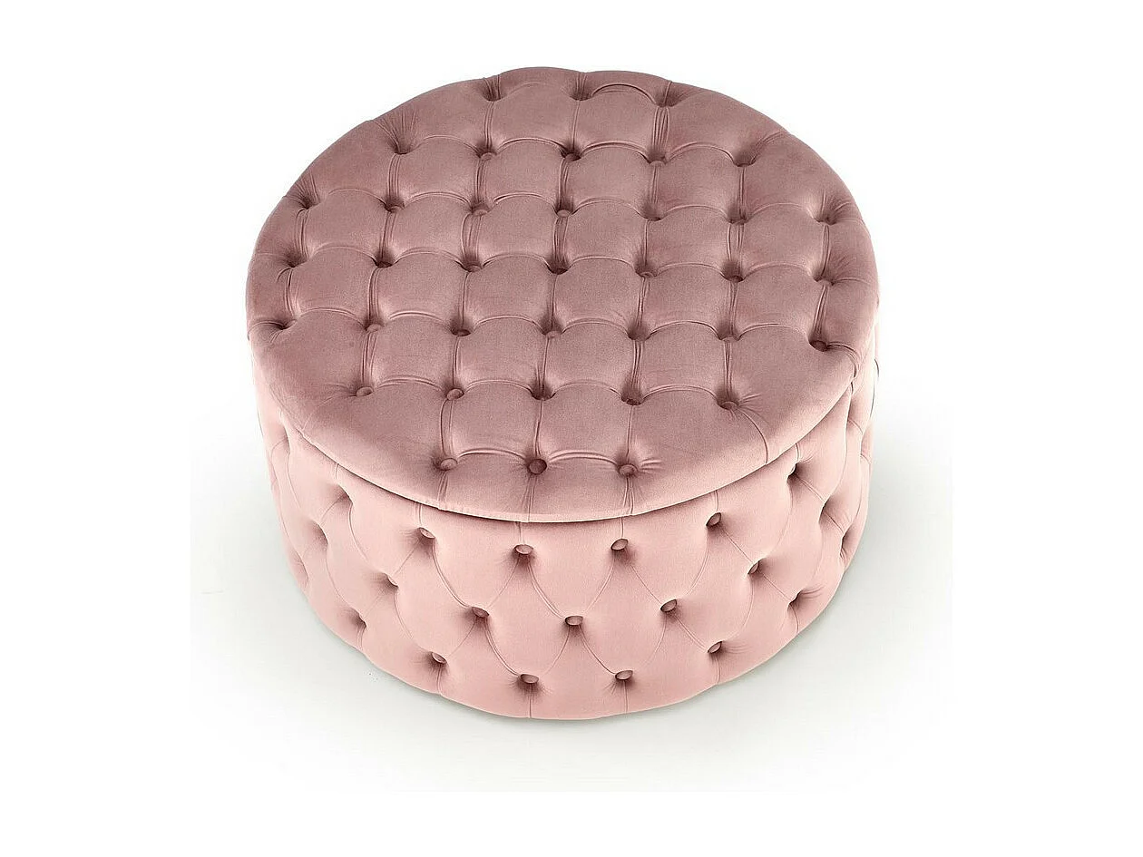 Pouf imbottito rotondo rosa con scatola 70 cm Lydie