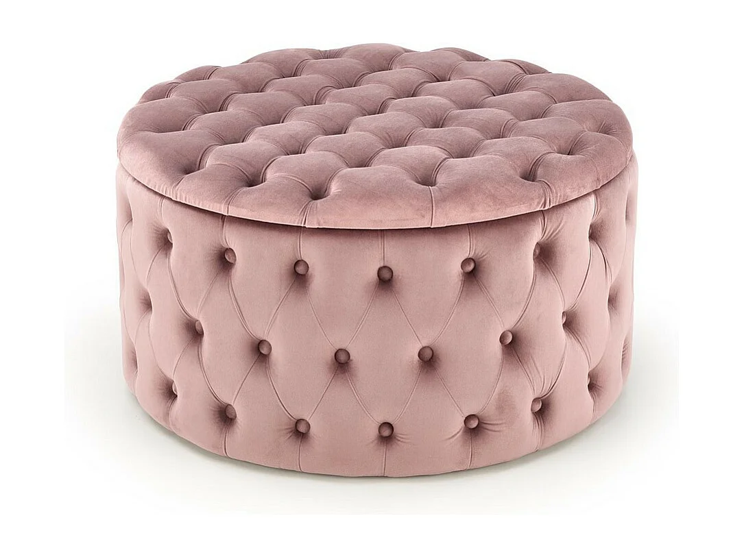 Pouf imbottito rotondo rosa con scatola 70 cm Lydie