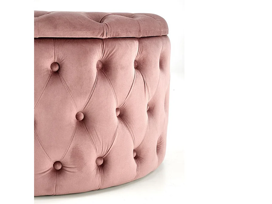 Pouf imbottito rotondo rosa con scatola 70 cm Lydie