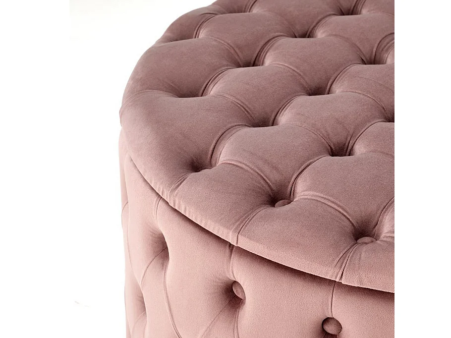 Pouf imbottito rotondo rosa con scatola 70 cm Lydie