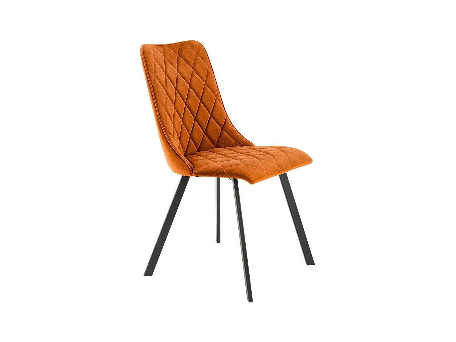 Chaise de salle à manger matelassée en velours couleur cannelle Oduna