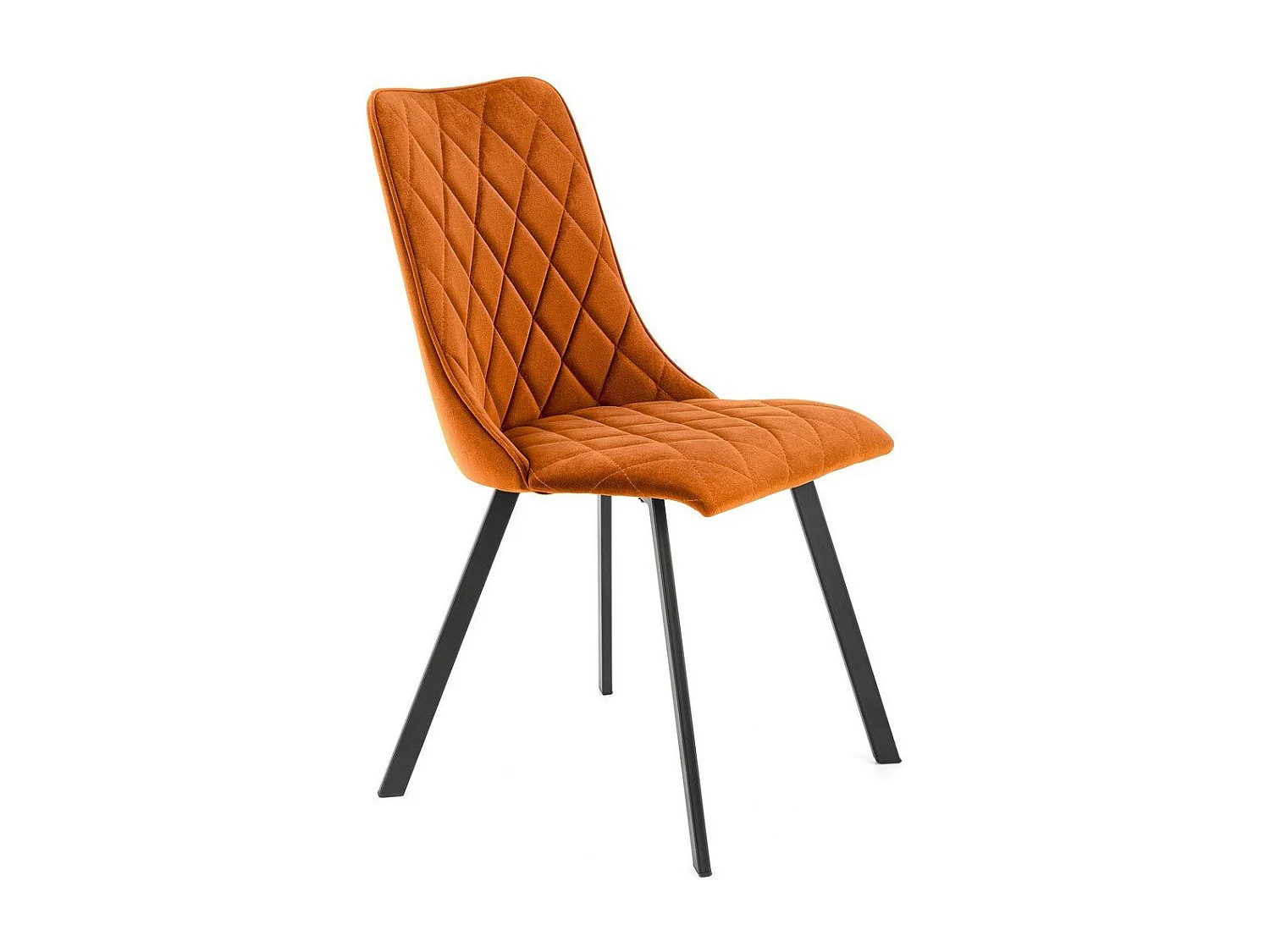 Chaise de salle à manger matelassée en velours couleur cannelle Oduna
